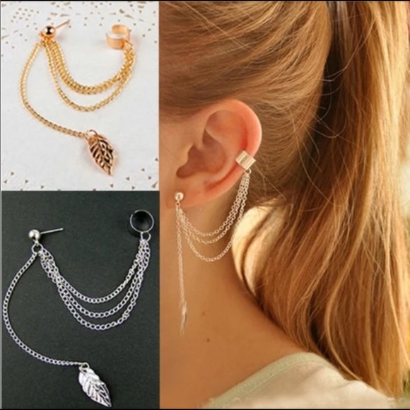 NEW silver leaf cuff earrings. 3 for $30 - Picture 2 of 4